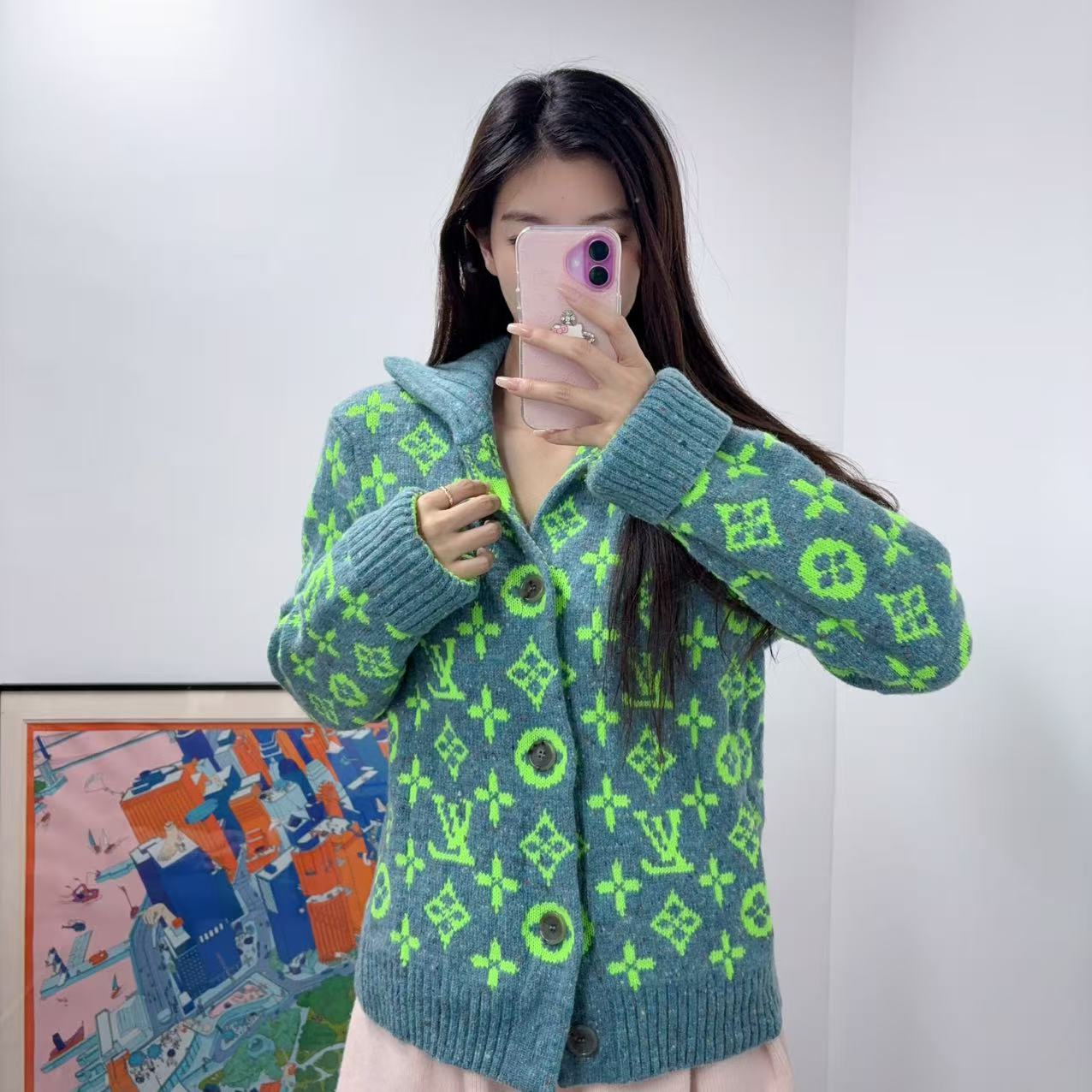 95新 LouisVuitton/路易威登 麦殿/绿色logo毛衣/251216ZZLYF04