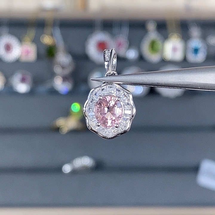 碧玺吊坠(不含链)银S925镶嵌