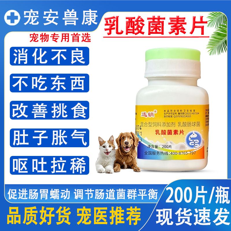 猫狗乳酸菌片兽用挑食厌食呵护肠道促进消化呕吐腹泻软便添加剂