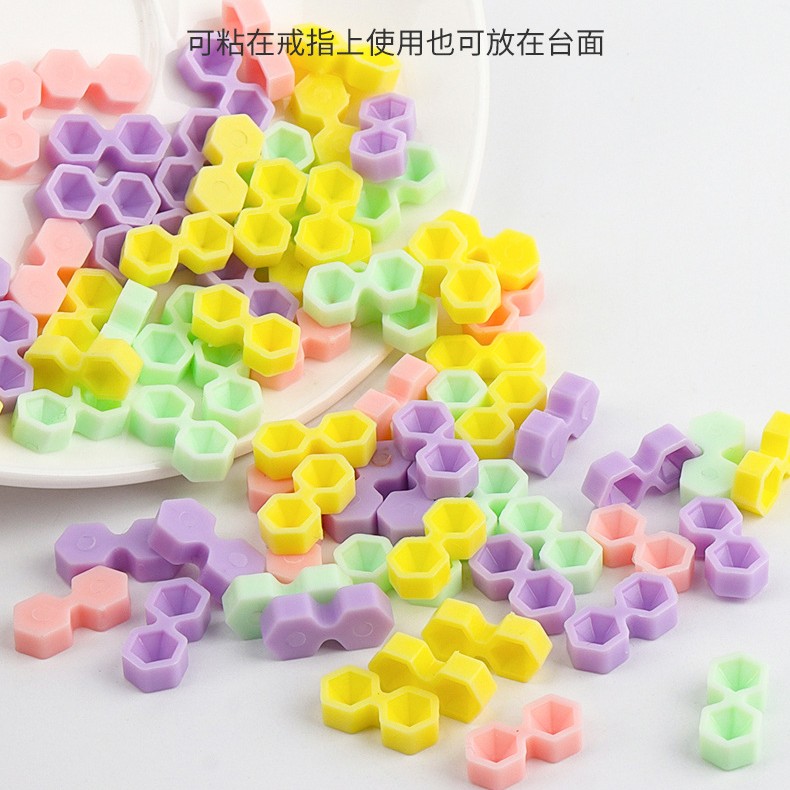 彩色蜂巢钻石胶水杯锥形两孔滴胶杯嫁接假睫毛延时戒杯美睫胶水杯