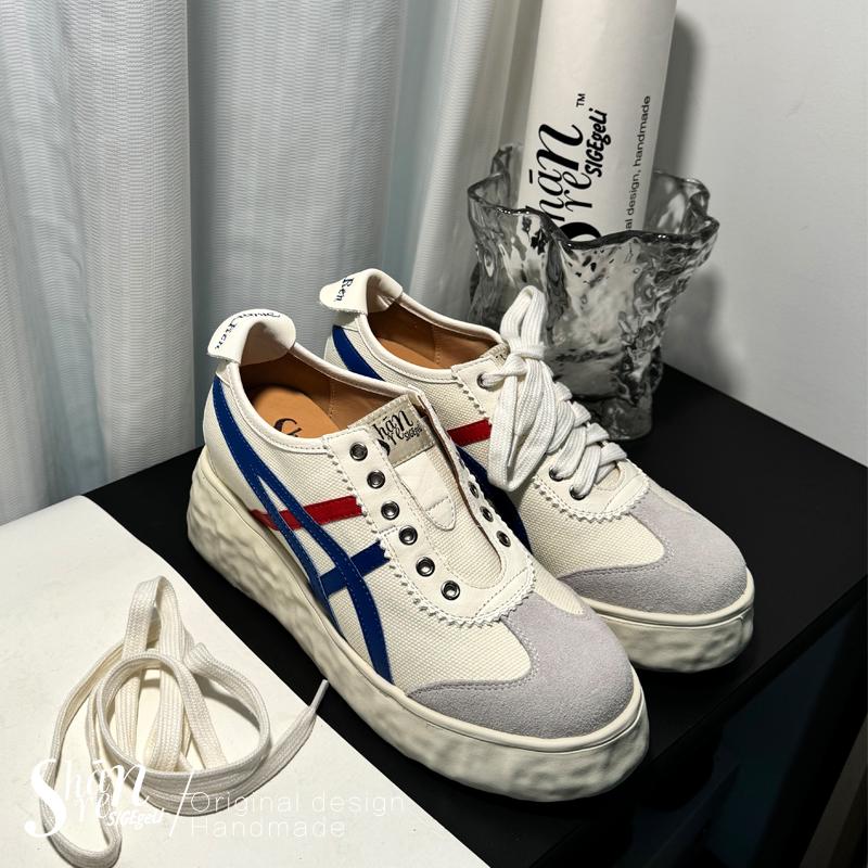 【ShānRen增高款】厚底内增高新款休闲一脚蹬帆布鞋女芭蕾德训鞋