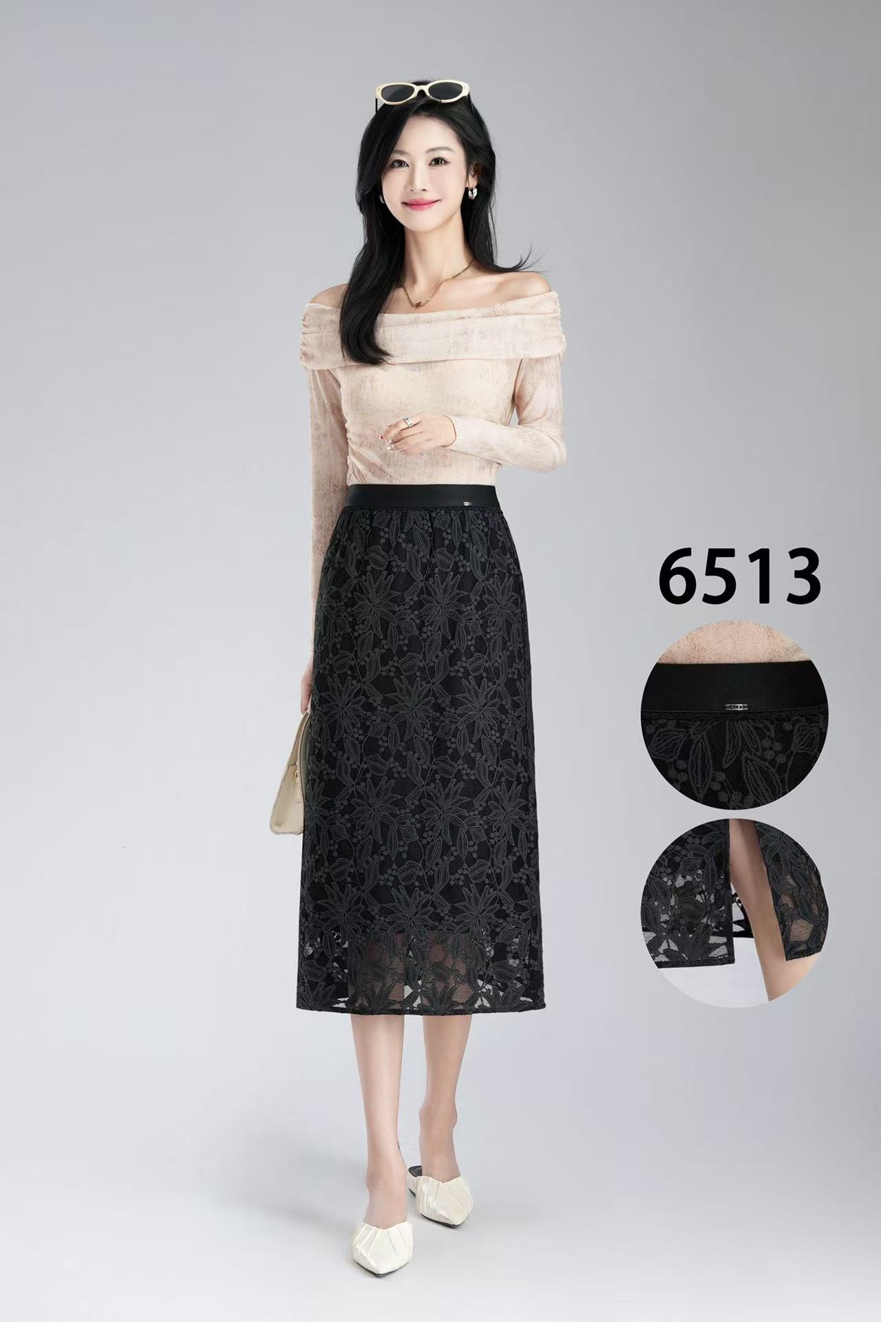 新款高品质蕾丝筒裙6513