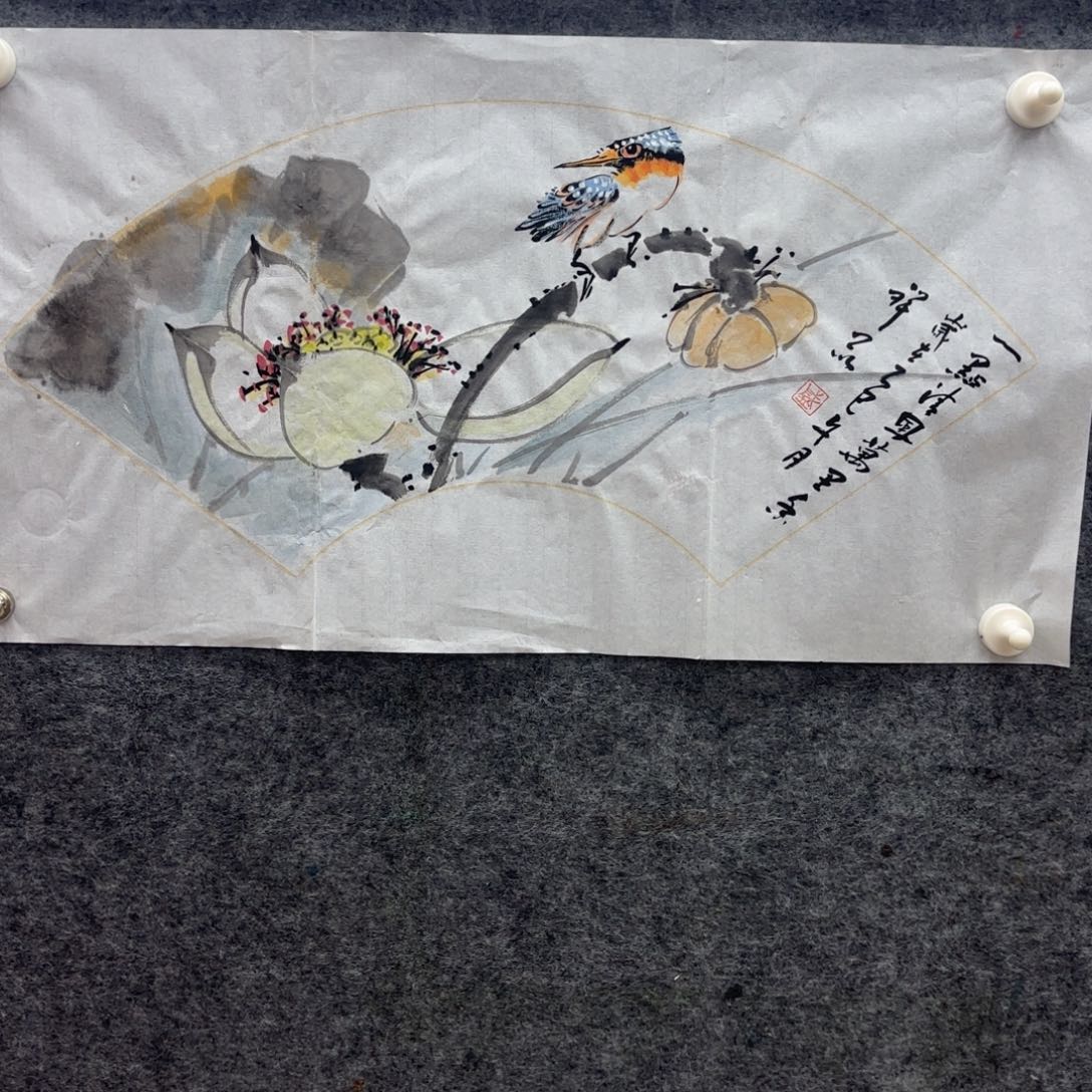 国画盛祥昆手绘荷花图