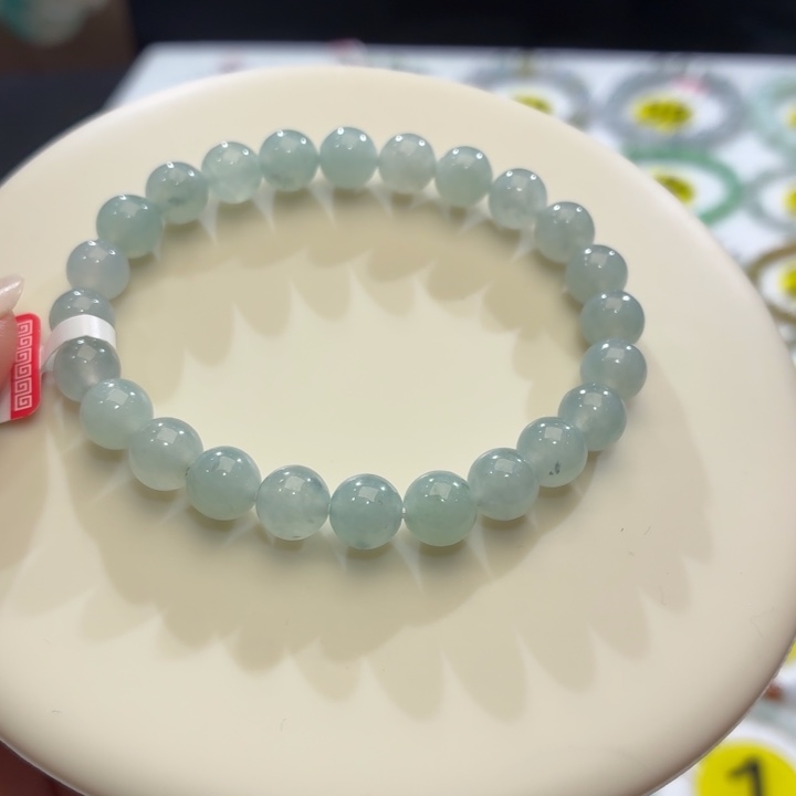 翡翠未镶嵌手链冰胶蓝飘卡7.7