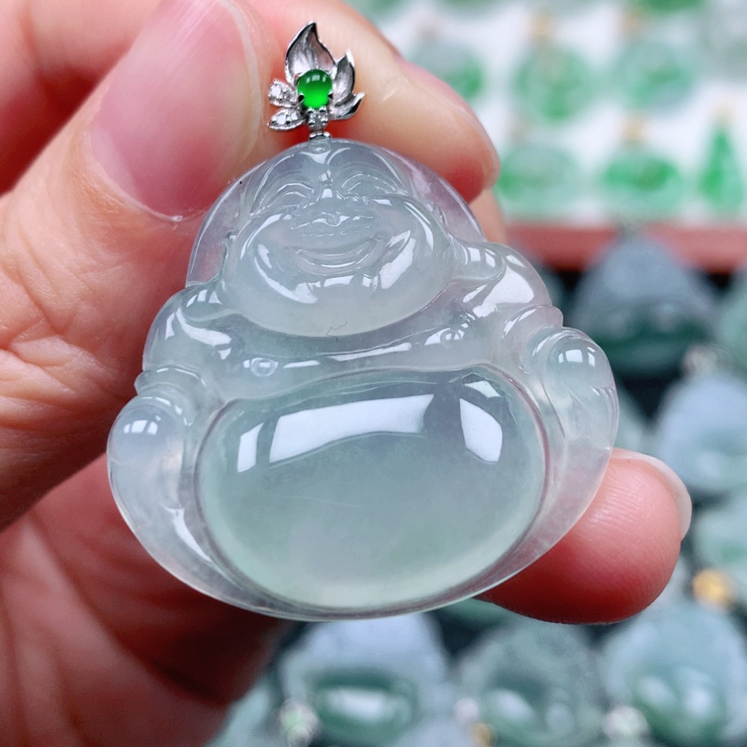 翡翠吊坠(不含链)18K金镶嵌