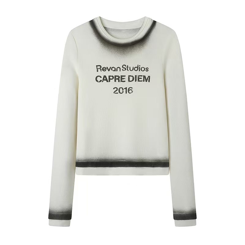 白色百搭涂鸦感套头针织毛衣女