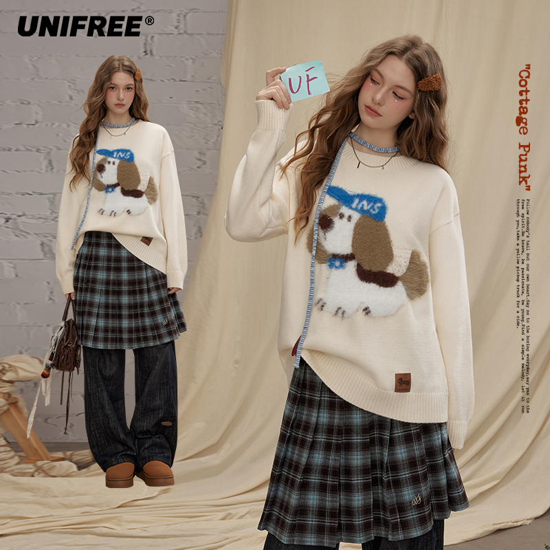 【云c专属】unifree韩系色圆领毛衣U253K562B1B1