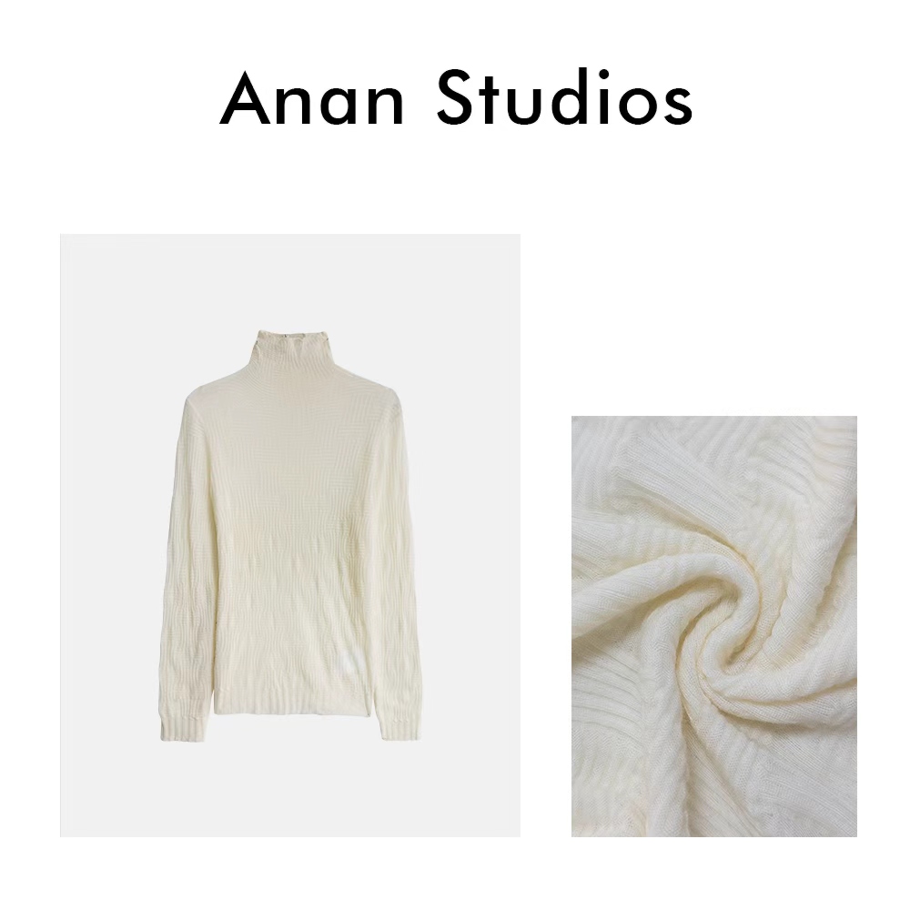 Anan Studios【月野奶泡】新款修身显瘦半高领薄款上衣2096