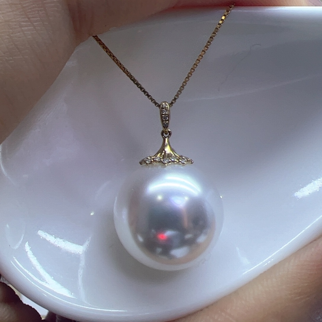 淡水珍珠吊坠(赠链)18K金镶嵌