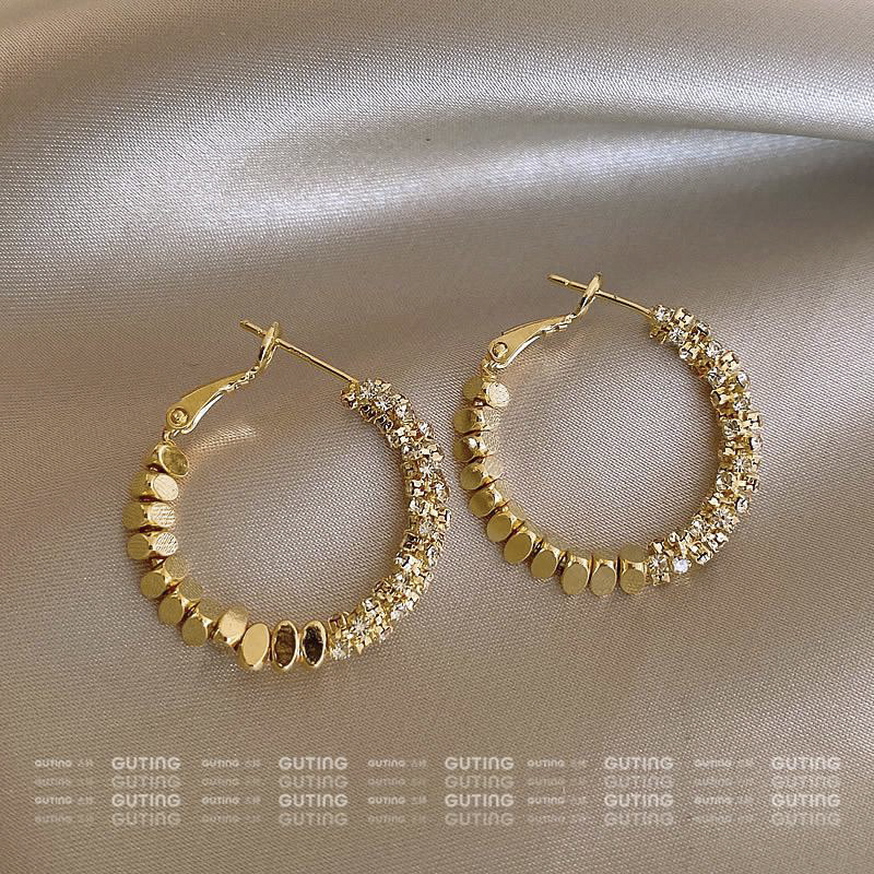 铜合金合成锆石耳饰 【丁玲专属】13584手工圈百搭小众法式百搭耳圈