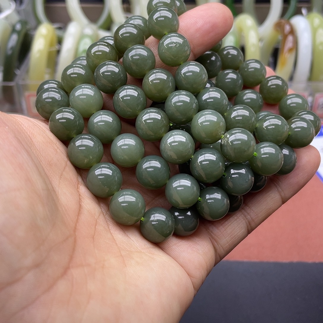 和田玉未镶嵌手链卡12拍一发一