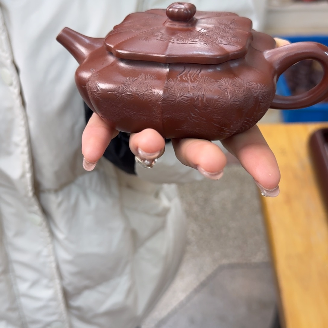 紫砂茶壶紫砂壶筋纹汉扁200cc