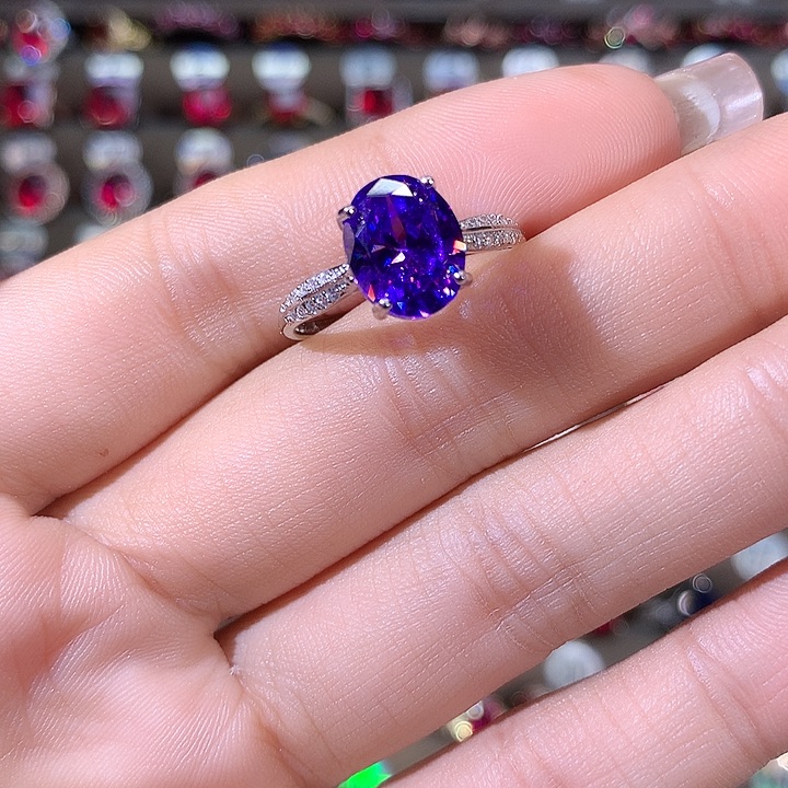 戒指银S925镶嵌碧玺白810