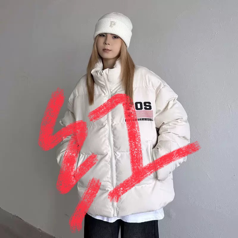 0099红韩国两面穿F字母韩系棉服