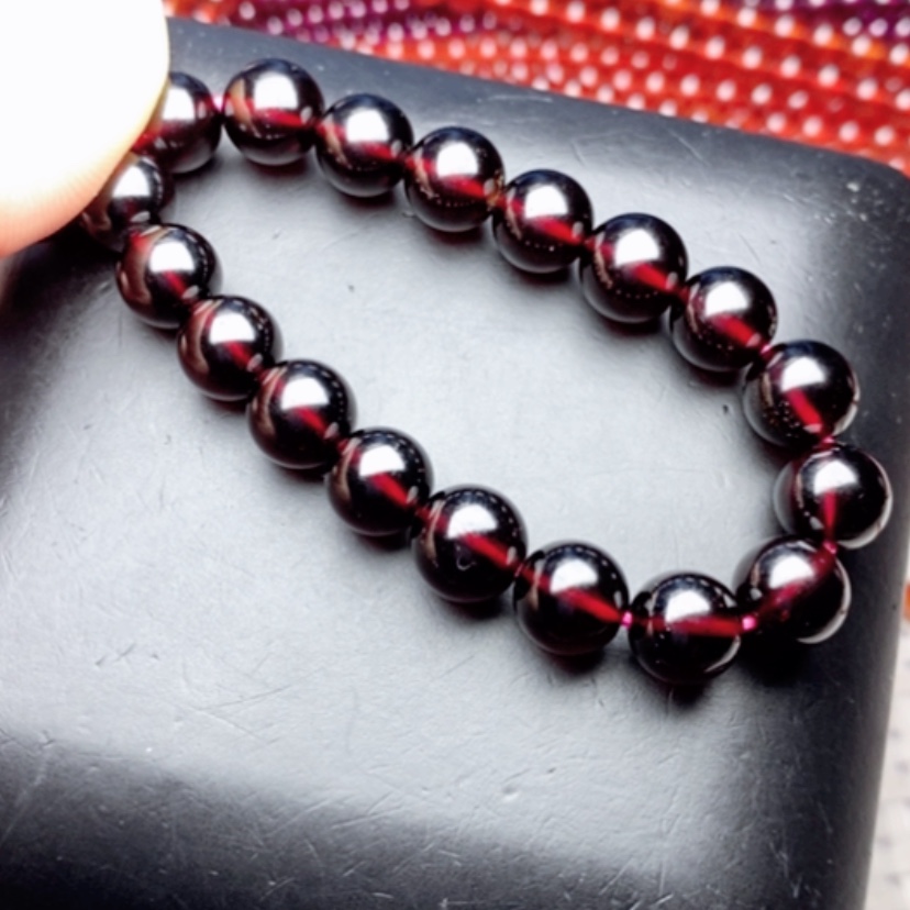 【闪购商品】石榴石手链未镶嵌小**奈9酒红色毕业级10a