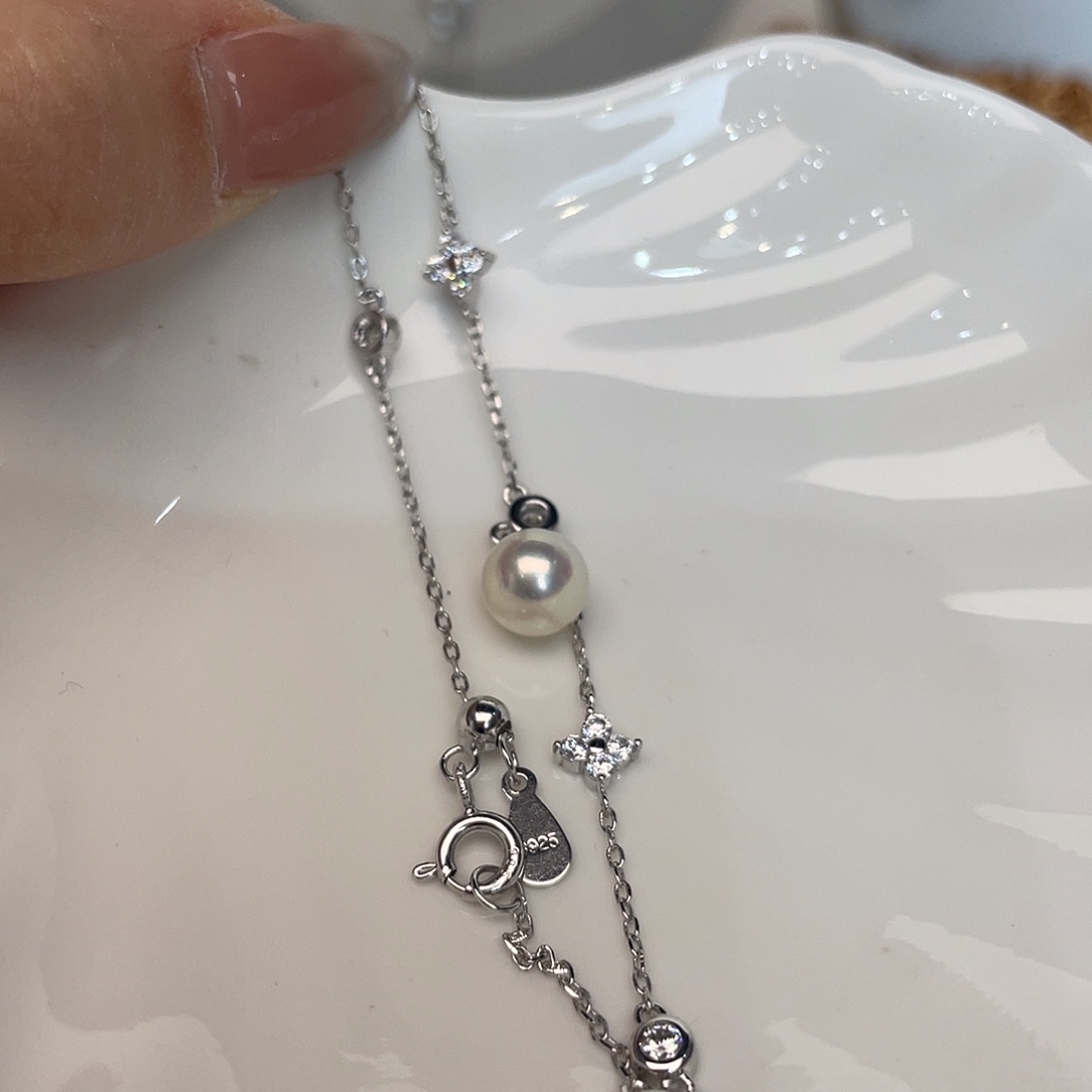 手绳银S925镶嵌海水珍珠