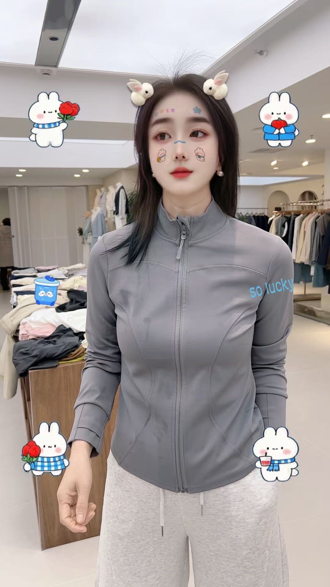 格调美美 1+9修身显瘦立领夹克跑步健身瑜伽服上衣