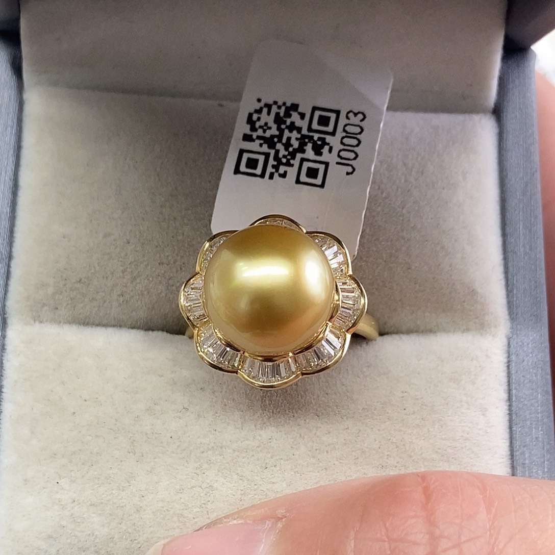 银S925镶嵌海水珍珠戒指@@J0003