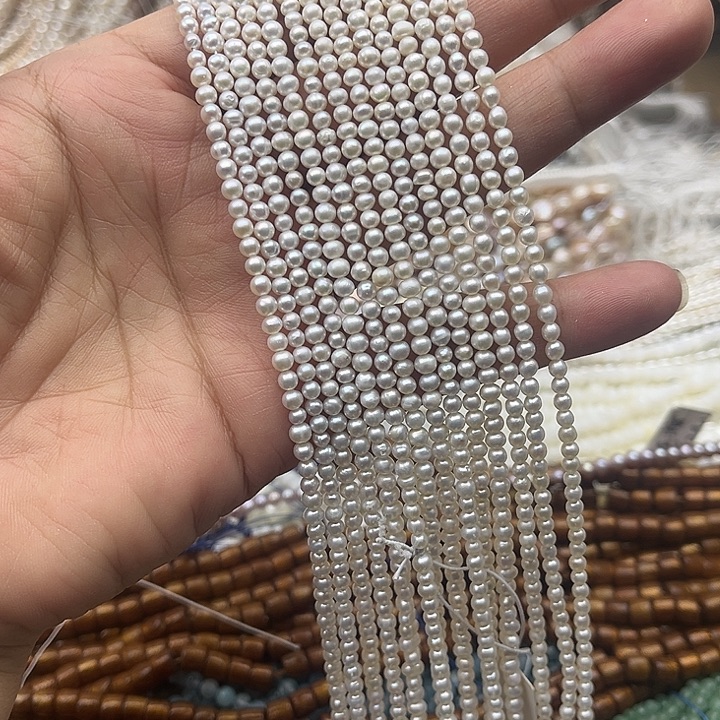 玛瑙/玉髓未镶嵌珠宝半成品一条3mm左右极光珍珠