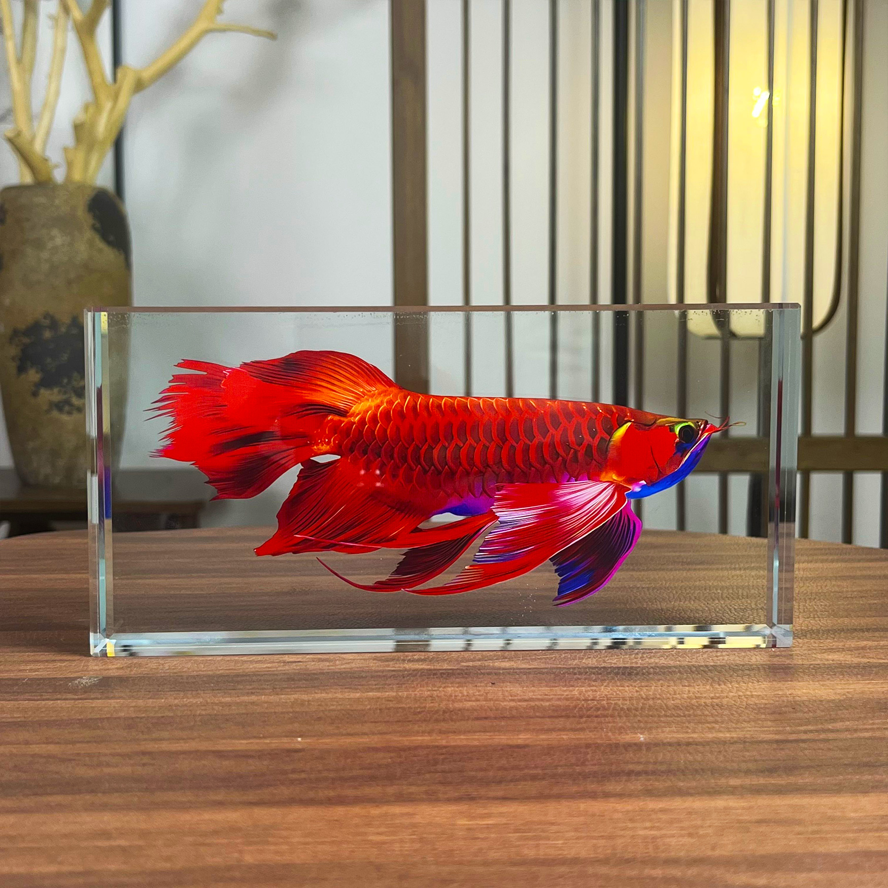 【至臻红龙鱼】水晶摆件观赏造景当代人造水晶艺术品精美创意摆件