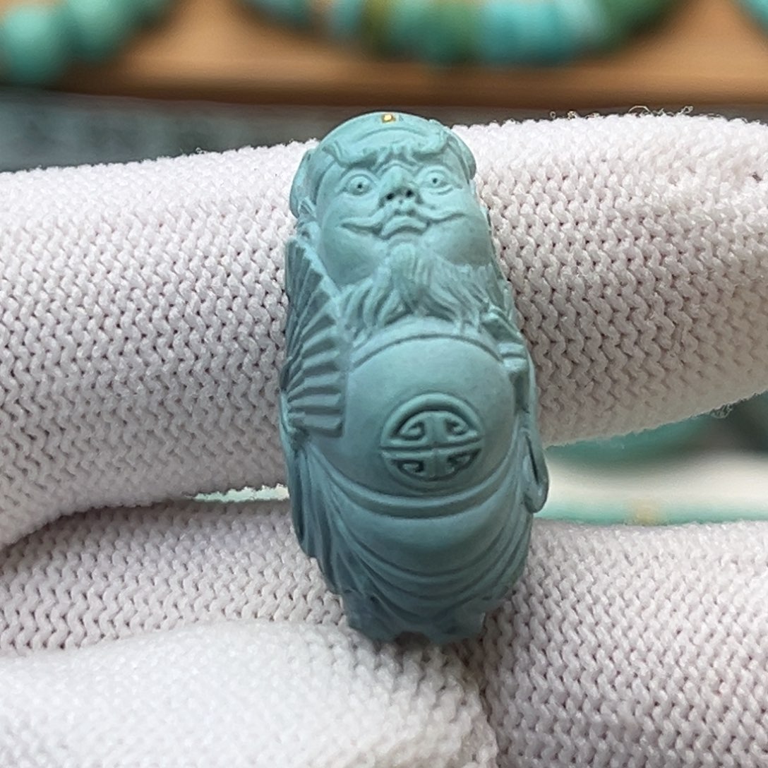 绿松石未镶嵌珠宝奇石雾霾蓝钟馗