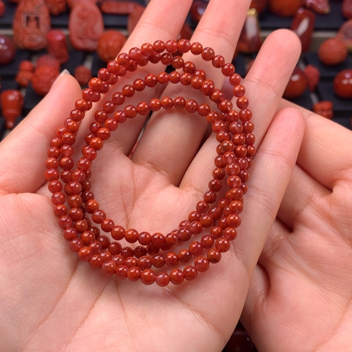 南红玛瑙未镶嵌火焰纹多圈4.4MM