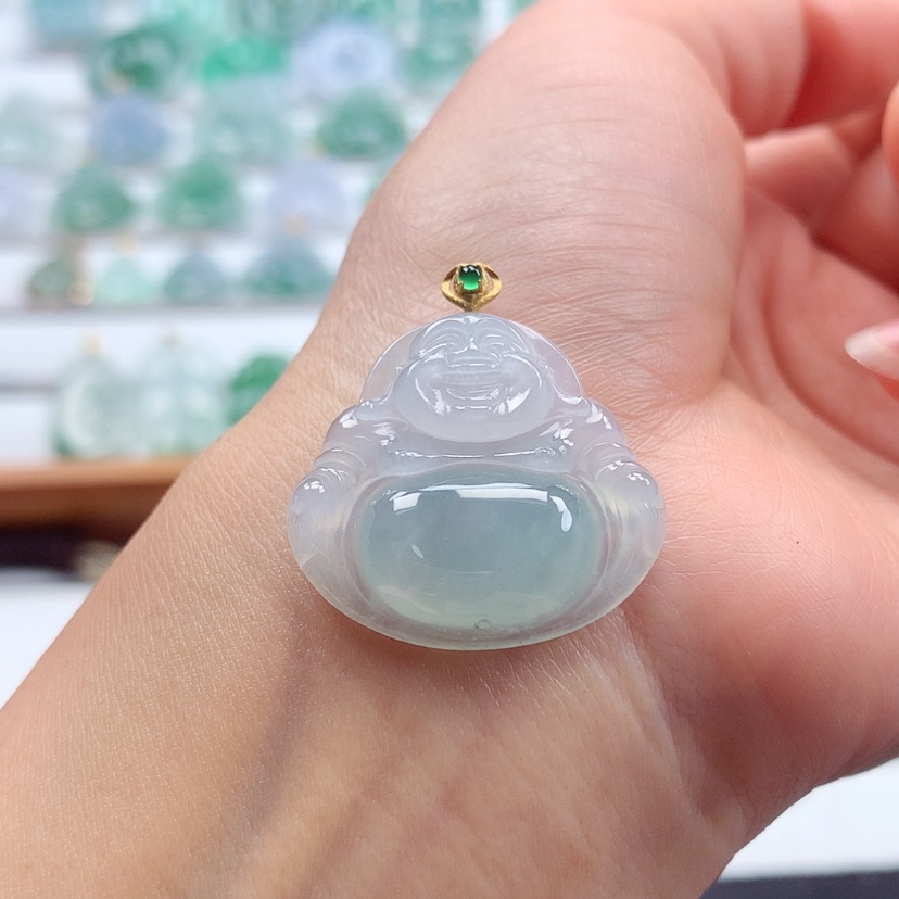 【闪购商品】翡翠吊坠(赠链)18K金镶嵌