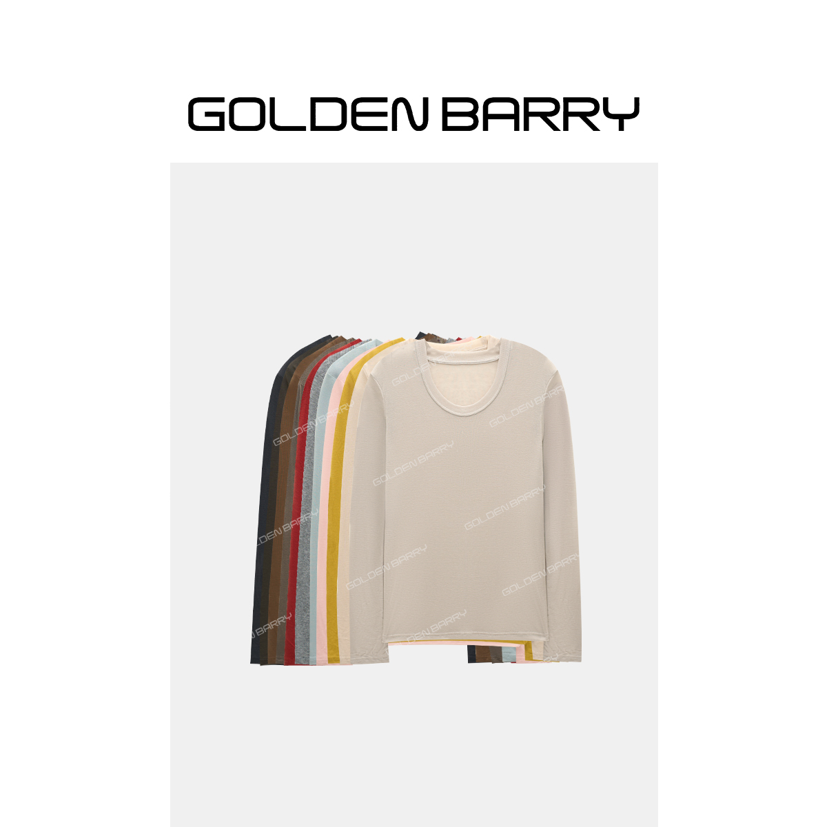 GOLDENBARRY|202384新天丝羊毛百搭U领长袖圆领T恤纯色