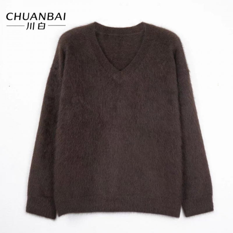  【大劳专属】.CHUAN BAI 100%牦牛绒拉绒V领套头时尚加厚-15528