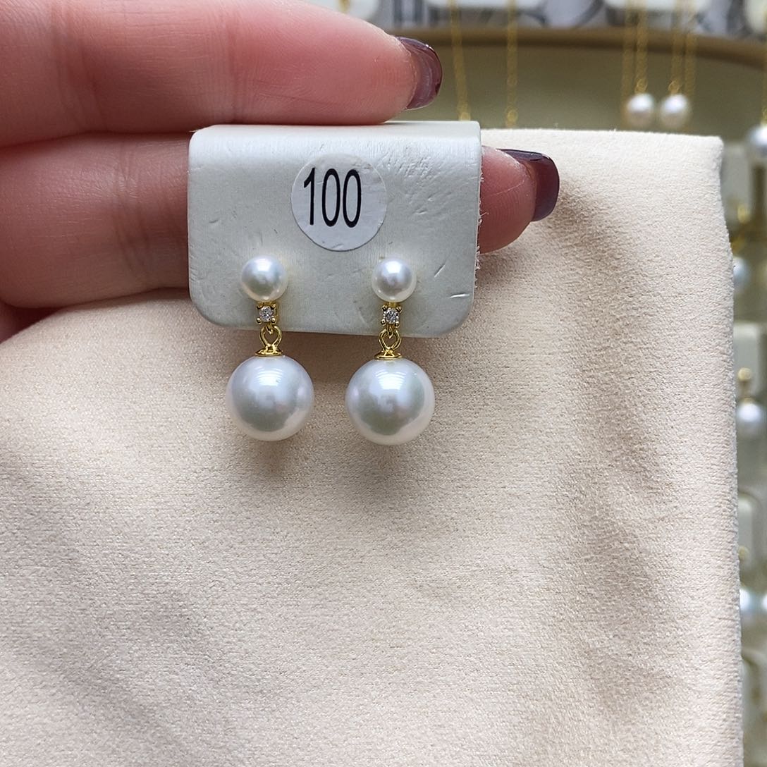 淡水珍珠耳饰银S925镶嵌