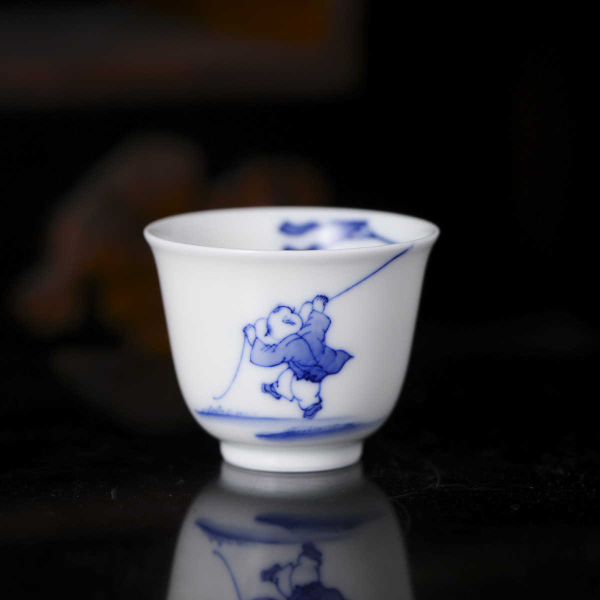 自慢堂-皓月杯青花风筝-高档家用茶道分茶纯手工