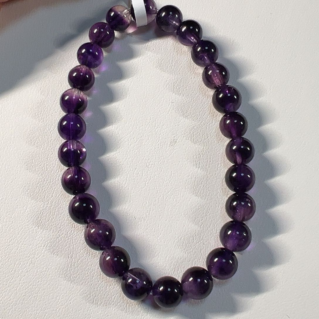 发晶手串未镶嵌天然巴西紫红超7.4mm透体单圈手串