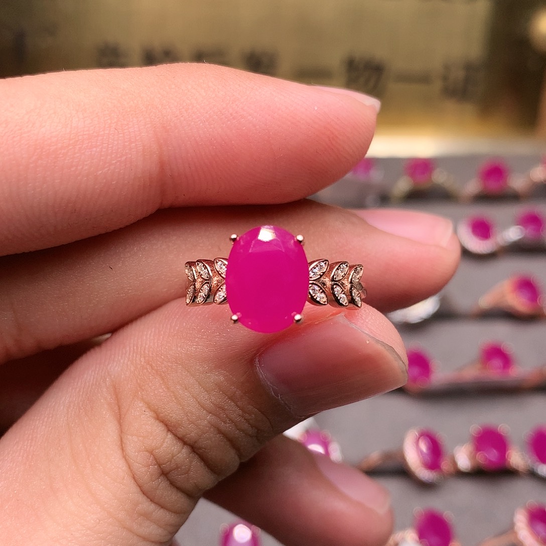 红宝石戒指银S925镶嵌