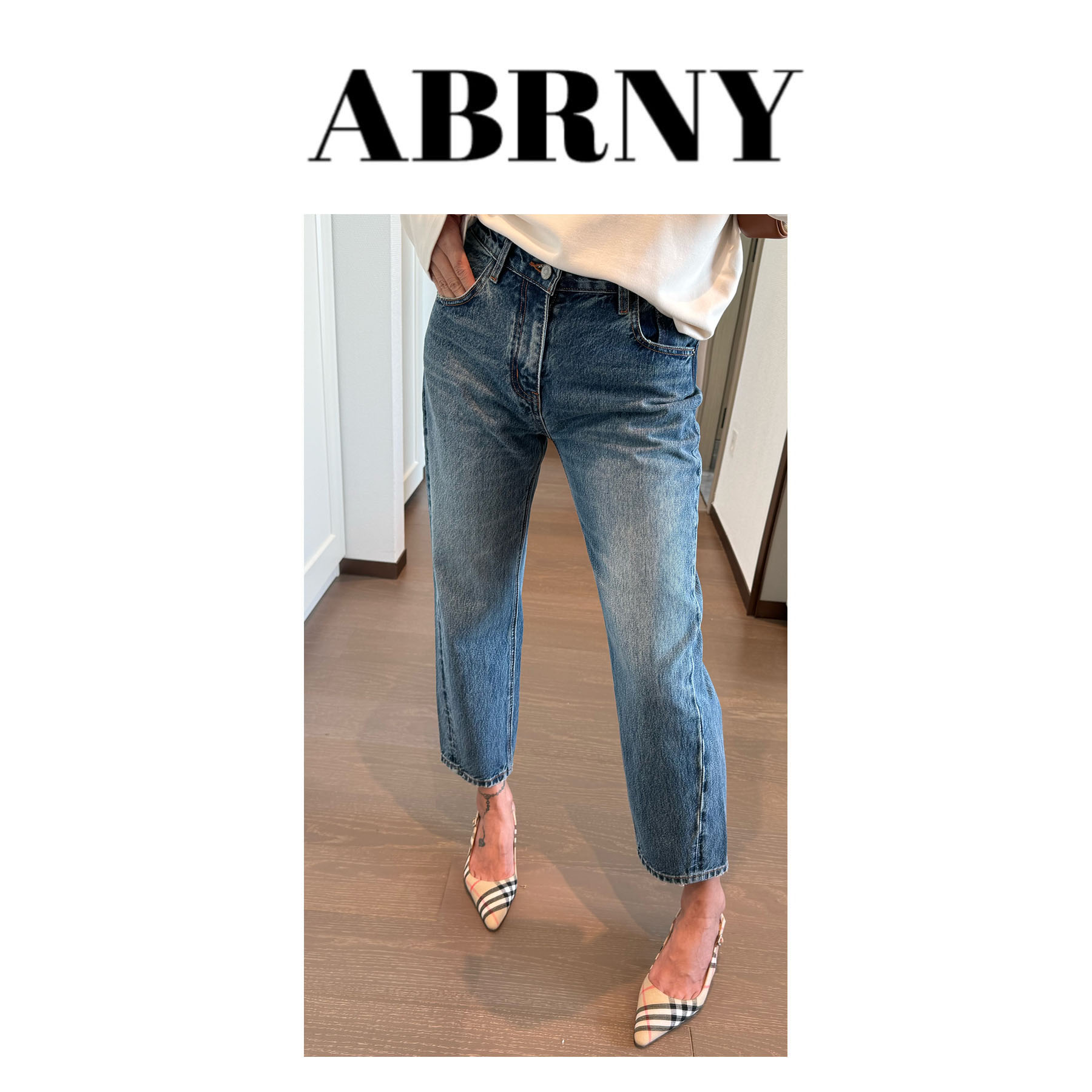 许小黑【中古玩家】中高腰无弹水洗调性九分直筒牛仔裤A9983