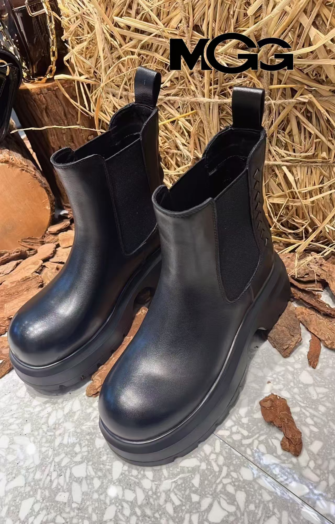 2918-MGG英伦风一脚蹬切尔西靴瘦瘦靴平底短靴秋季女鞋