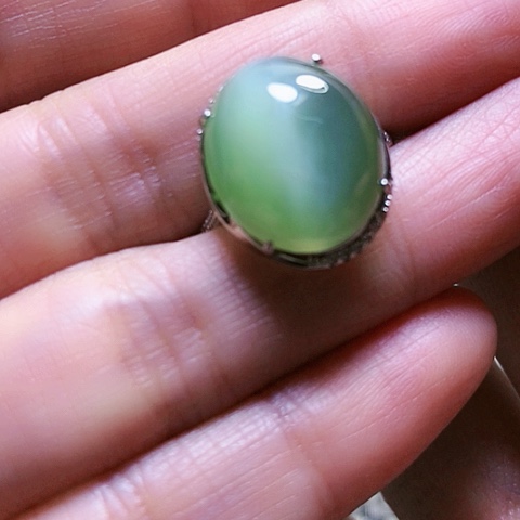 和田玉戒指银S925镶嵌