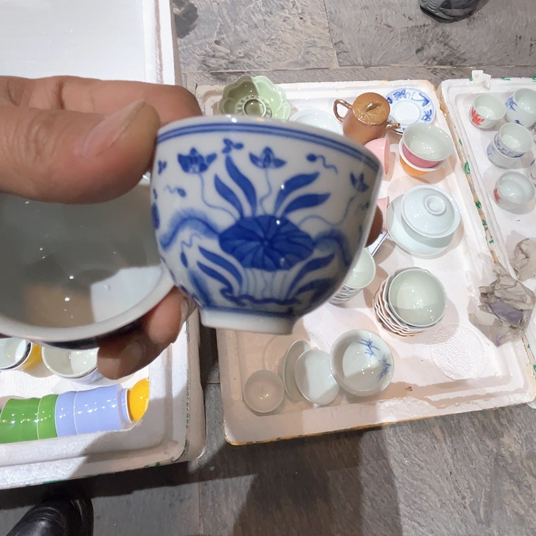 杯青花瓷器青花绘花图案