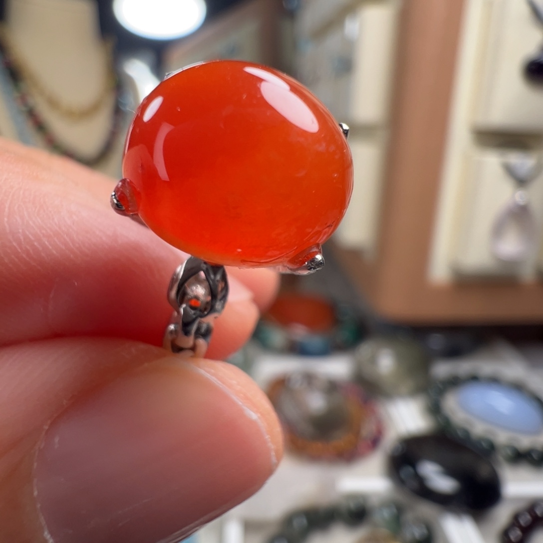 南红玛瑙银S925镶嵌戒指天然南红玛瑙