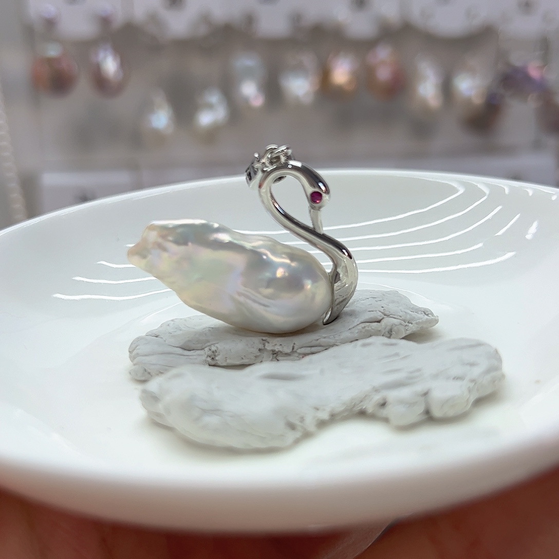 耳饰银S925镶嵌淡水珍珠