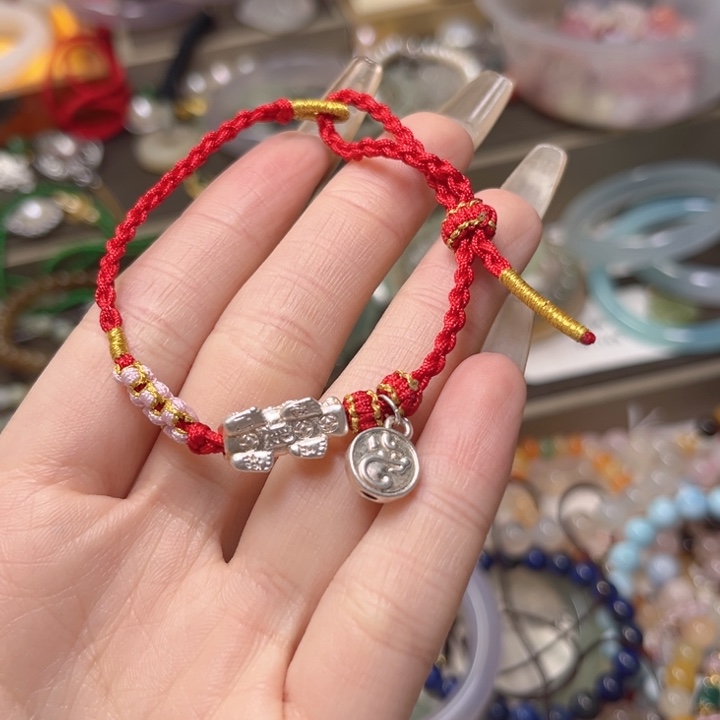 石英质玉手链足银镶嵌