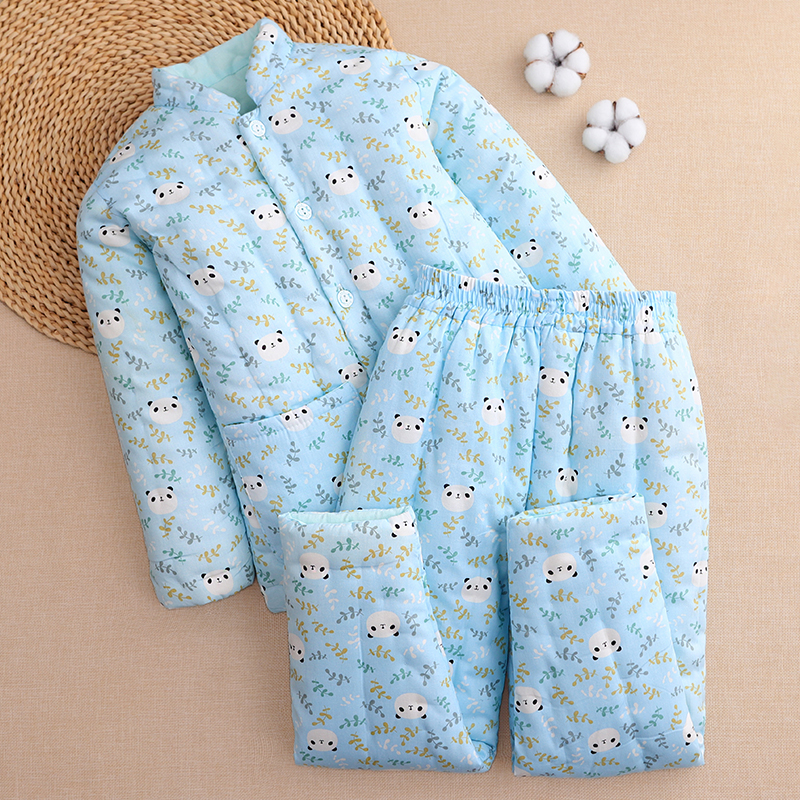 中大童手工棉花棉袄棉裤套装冬季男童女童学生加厚保暖棉服装内穿