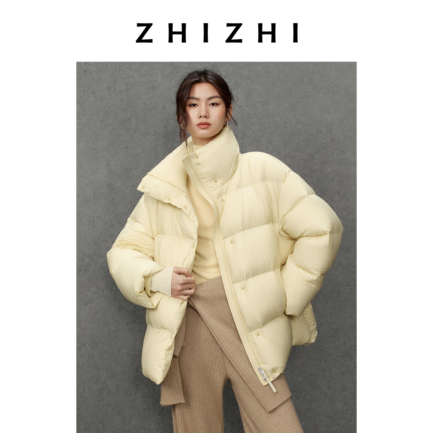 【捷克白鹅绒】致知 梅影词 宽松鹅绒轻雪羽绒服女25冬ZZ2EWWY9002