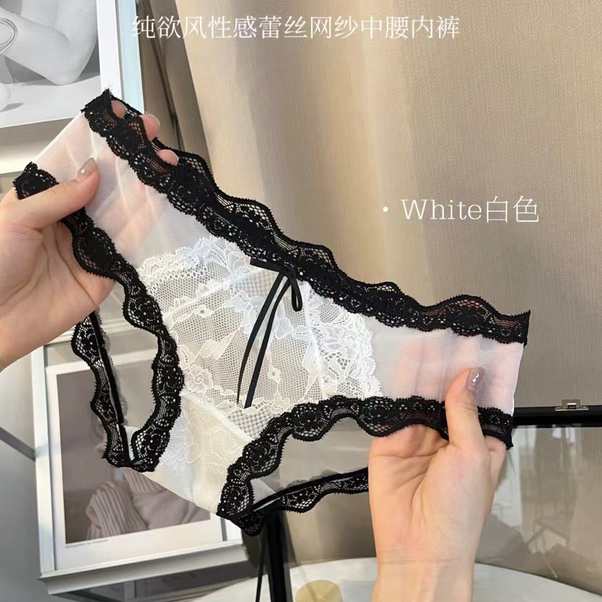 法式女三角内裤蕾丝禁欲薄款内裤内裤舒适白色透气