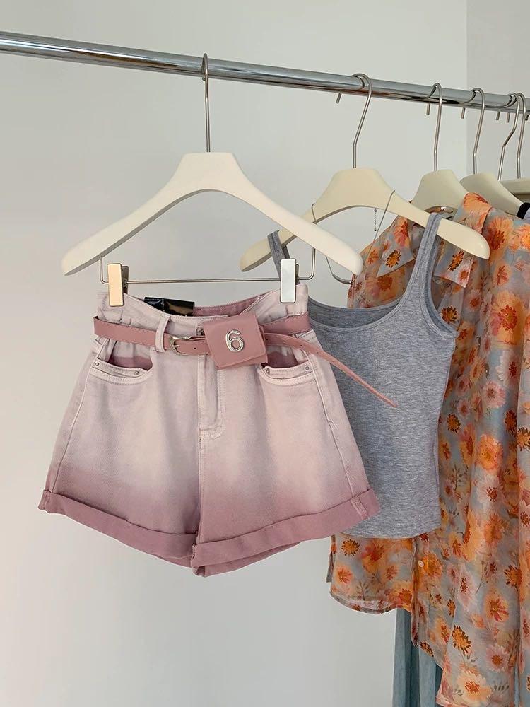 金马严选(思美乐)渐变葡萄紫牛仔短裤6815