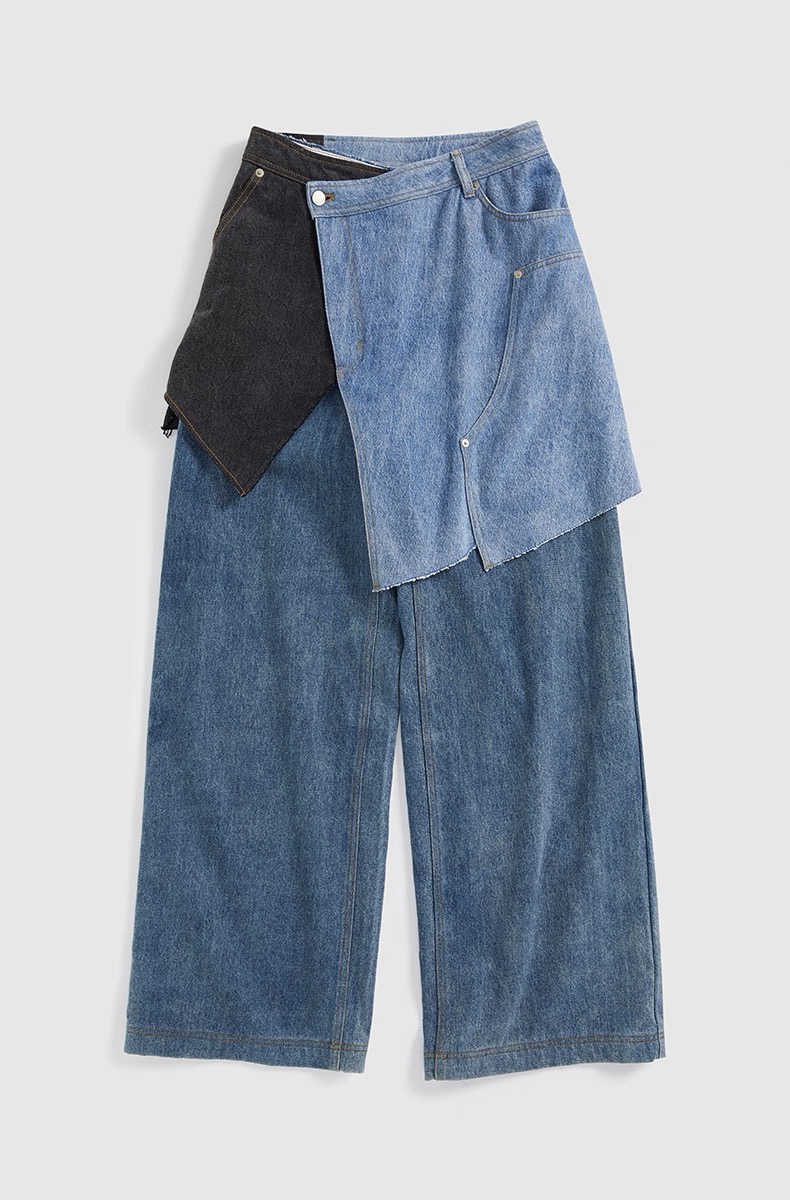 【新品】设计师品牌SHORT SENTENCE 25AW解构拼接牛仔裙裤