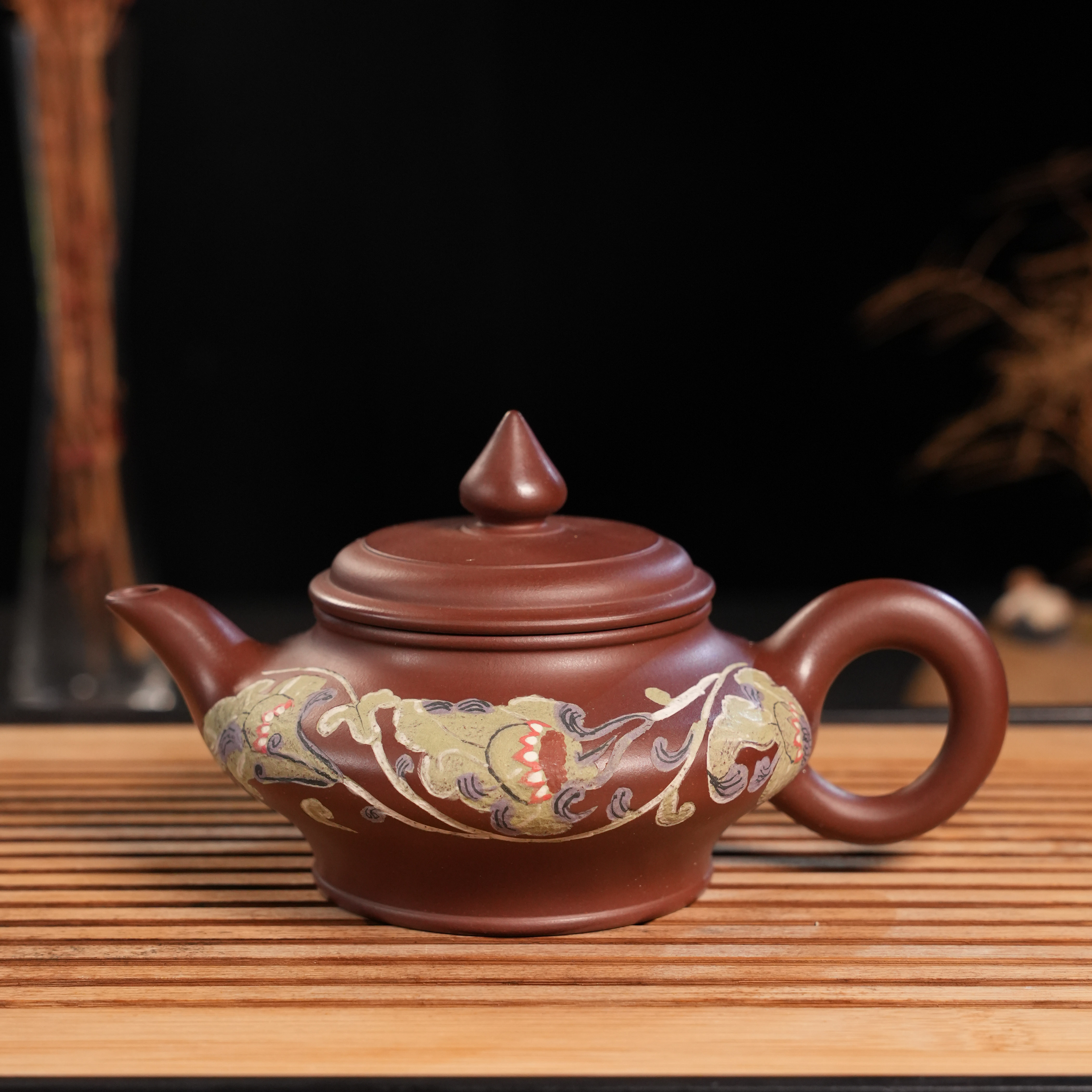 WSH-029   吴顺华  宜兴手工紫砂  扁笑樱