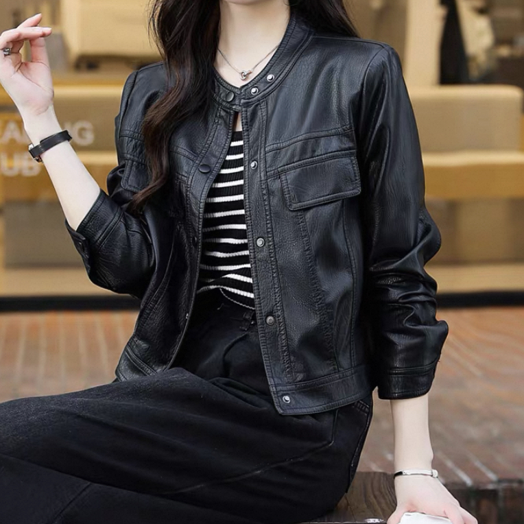 银弟，水洗亚光软皮短外套