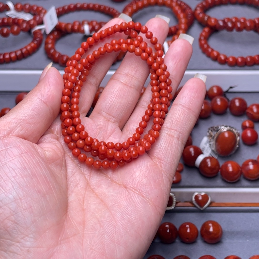 月***儿南红玛瑙未镶嵌配珠4.1mm瓦西柿子锦满肉多圈精致款