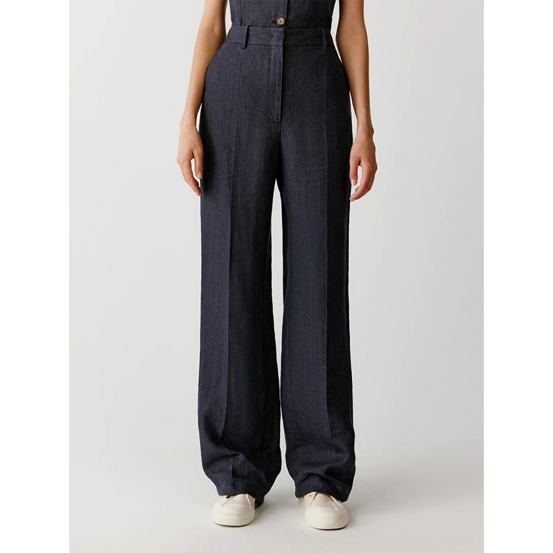 原厂孤品特价清！轻结构色织亚麻平布直筒裤 R570