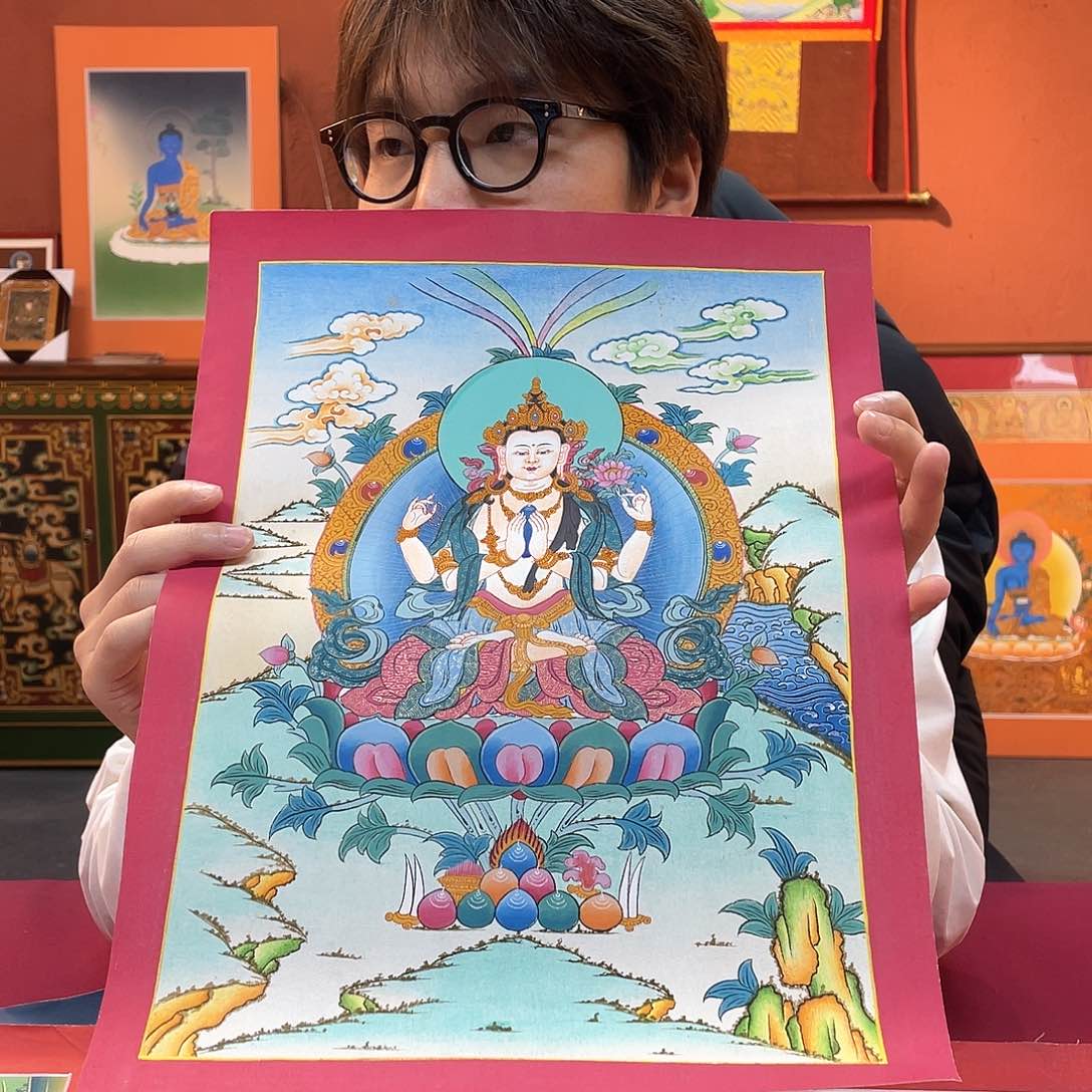 卷轴画25×35四臂纯手绘